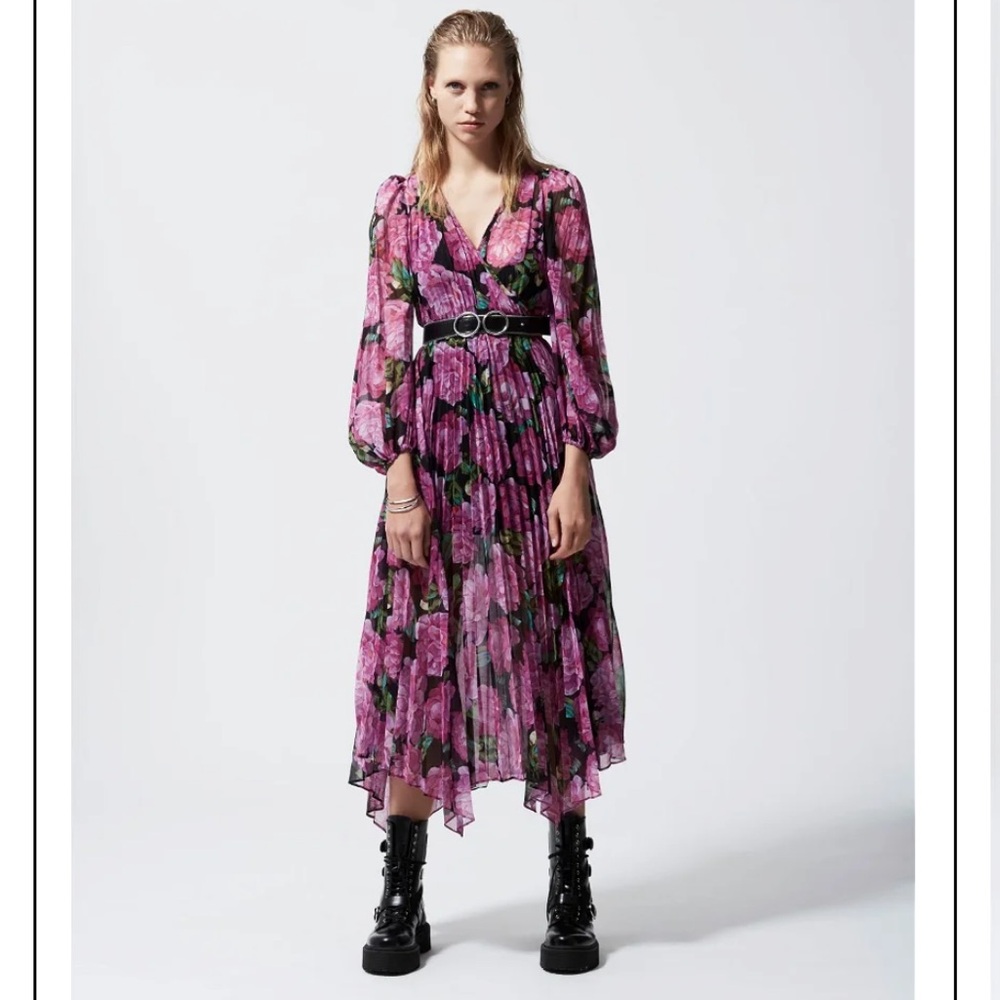THE KOOPLES long flowing floral pink dress